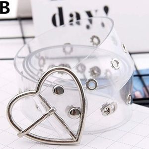 Clear | transparent belt with silver heart b…